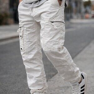 White/cream utility cargo pants mens 30